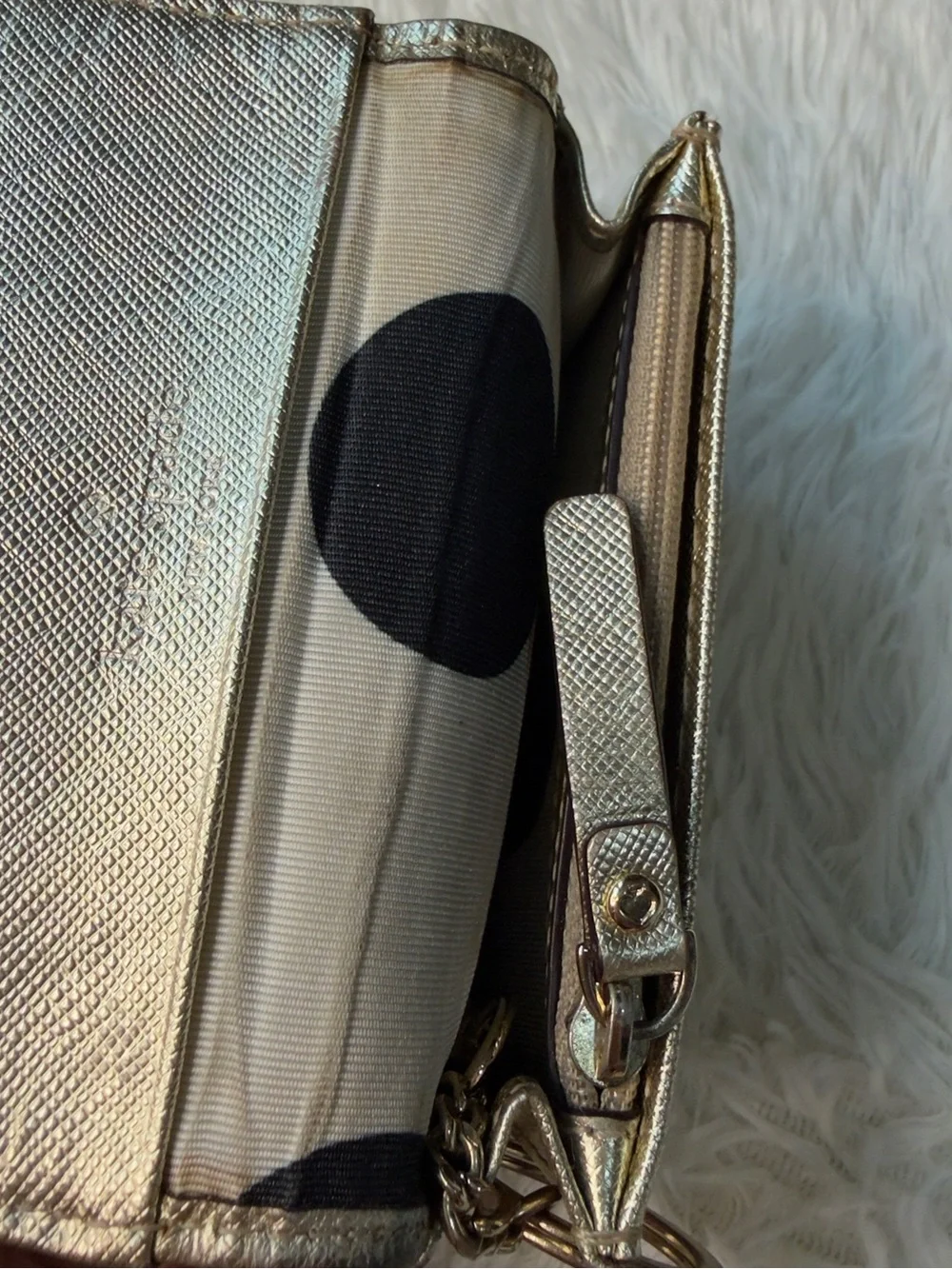 kate spade metallic gold compact trifold wallet